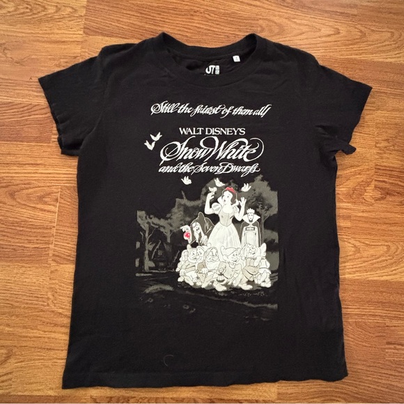 Disney Tops - Uniqlo Disney Black Snow White Graphic Tee with White and Red Details